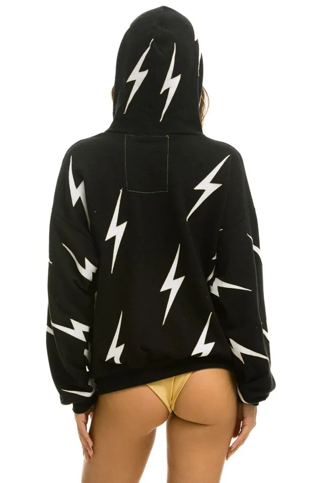 WomenMen Tops Aviator Nation BOLT STITCH REPEAT RELAXED PULLOVER HOODIE WITH POCKET ZIPPERS 8211 BLACK WHITE WomenMen Tops Aviator Nation BOLT STITCH REPEAT RELAXED PULLOVER HOODIE WITH POCKET ZIPPERS 8211 BLACK WHITE