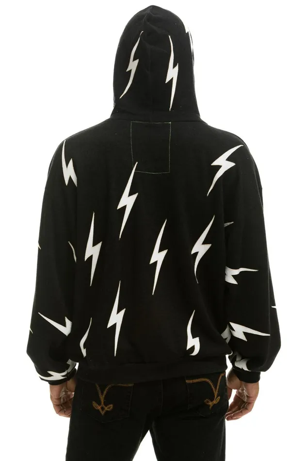 WomenMen Tops Aviator Nation BOLT STITCH REPEAT RELAXED PULLOVER HOODIE WITH POCKET ZIPPERS 8211 BLACK WHITE WomenMen Tops Aviator Nation BOLT STITCH REPEAT RELAXED PULLOVER HOODIE WITH POCKET ZIPPERS 8211 BLACK WHITE