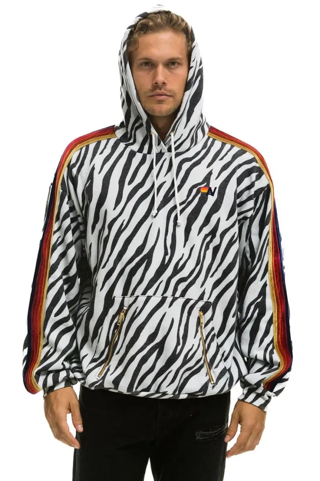 WomenMen Tops Aviator Nation CLASSIC RELAXED PULLOVER HOODIE WITH ZIPPER POCKETS 8211 ZEBRA WomenMen Tops Aviator Nation CLASSIC RELAXED PULLOVER HOODIE WITH ZIPPER POCKETS 8211 ZEBRA