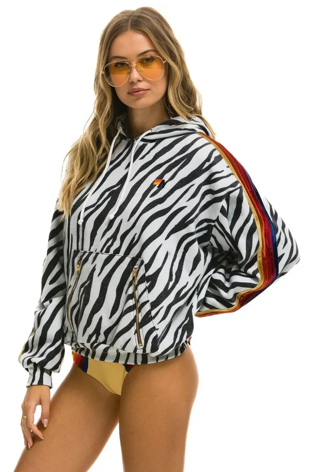WomenMen Tops Aviator Nation CLASSIC RELAXED PULLOVER HOODIE WITH ZIPPER POCKETS 8211 ZEBRA WomenMen Tops Aviator Nation CLASSIC RELAXED PULLOVER HOODIE WITH ZIPPER POCKETS 8211 ZEBRA
