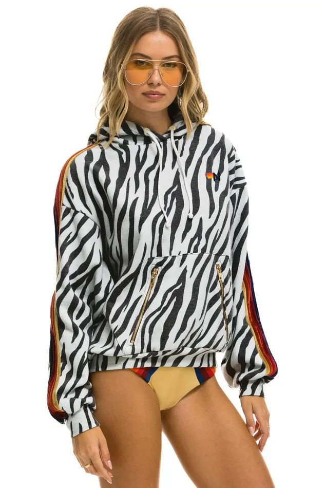 WomenMen Tops Aviator Nation CLASSIC RELAXED PULLOVER HOODIE WITH ZIPPER POCKETS 8211 ZEBRA WomenMen Tops Aviator Nation CLASSIC RELAXED PULLOVER HOODIE WITH ZIPPER POCKETS 8211 ZEBRA