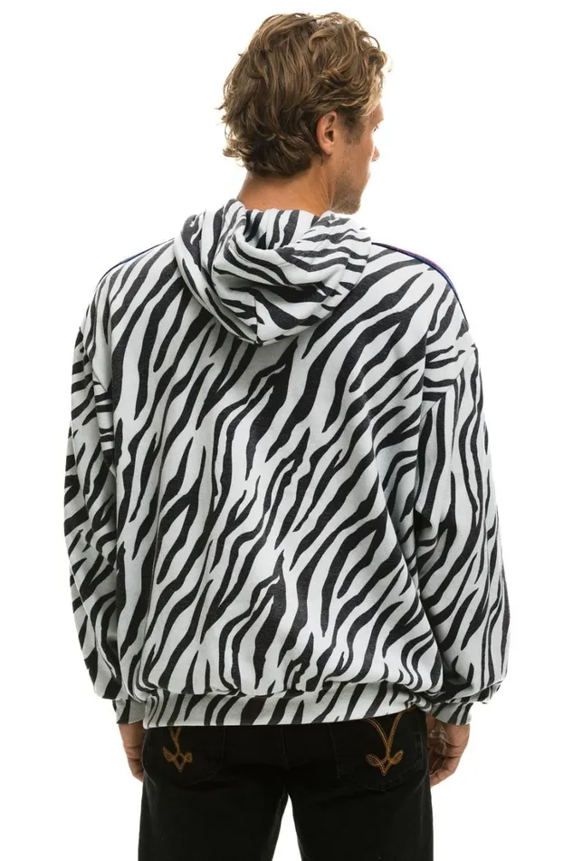 WomenMen Tops Aviator Nation CLASSIC RELAXED PULLOVER HOODIE WITH ZIPPER POCKETS 8211 ZEBRA WomenMen Tops Aviator Nation CLASSIC RELAXED PULLOVER HOODIE WITH ZIPPER POCKETS 8211 ZEBRA