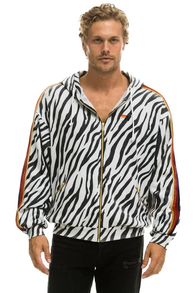 WomenMen Tops Aviator Nation CLASSIC RELAXED ZIP HOODIE WITH POCKETS 8211 ZEBRA WomenMen Tops Aviator Nation CLASSIC RELAXED ZIP HOODIE WITH POCKETS 8211 ZEBRA
