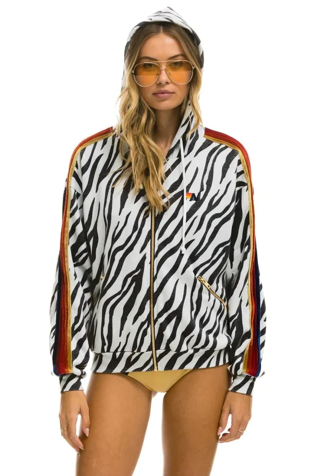 WomenMen Tops Aviator Nation CLASSIC RELAXED ZIP HOODIE WITH POCKETS 8211 ZEBRA WomenMen Tops Aviator Nation CLASSIC RELAXED ZIP HOODIE WITH POCKETS 8211 ZEBRA