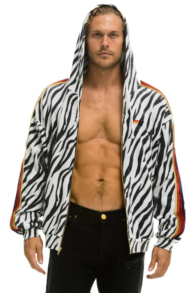 WomenMen Tops Aviator Nation CLASSIC RELAXED ZIP HOODIE WITH POCKETS 8211 ZEBRA WomenMen Tops Aviator Nation CLASSIC RELAXED ZIP HOODIE WITH POCKETS 8211 ZEBRA