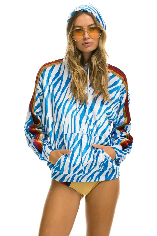 WomenMen Tops Aviator Nation CLASSIC VELVET RELAXED PULLOVER HOODIE 8211 BLUE TIGER WomenMen Tops Aviator Nation CLASSIC VELVET RELAXED PULLOVER HOODIE 8211 BLUE TIGER