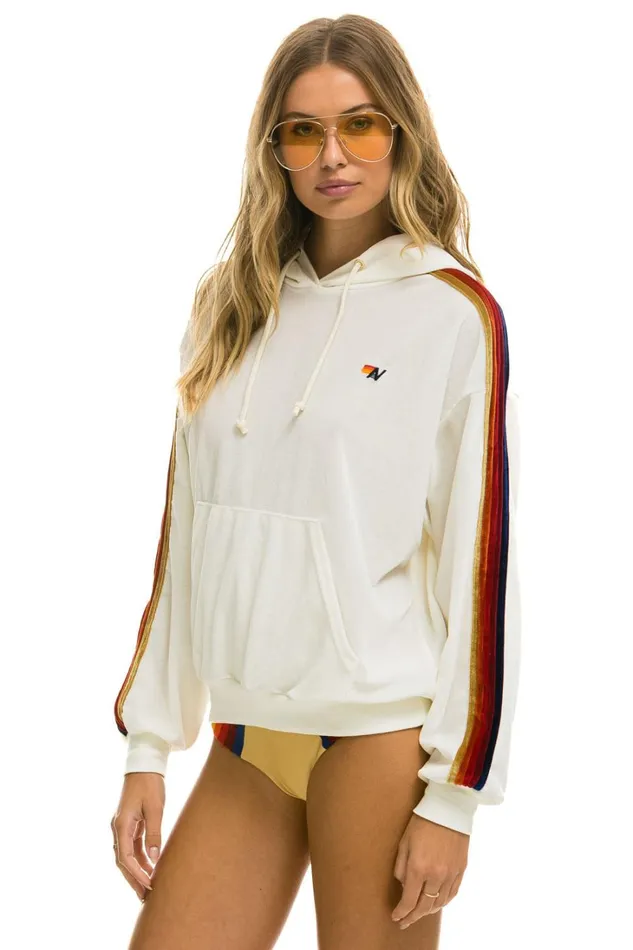 WomenMen Tops Aviator Nation CLASSIC VELVET RELAXED PULLOVER HOODIE 8211 WHITE WomenMen Tops Aviator Nation CLASSIC VELVET RELAXED PULLOVER HOODIE 8211 WHITE
