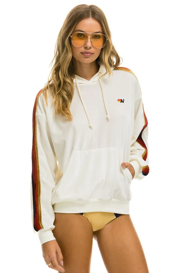 WomenMen Tops Aviator Nation CLASSIC VELVET RELAXED PULLOVER HOODIE 8211 WHITE WomenMen Tops Aviator Nation CLASSIC VELVET RELAXED PULLOVER HOODIE 8211 WHITE