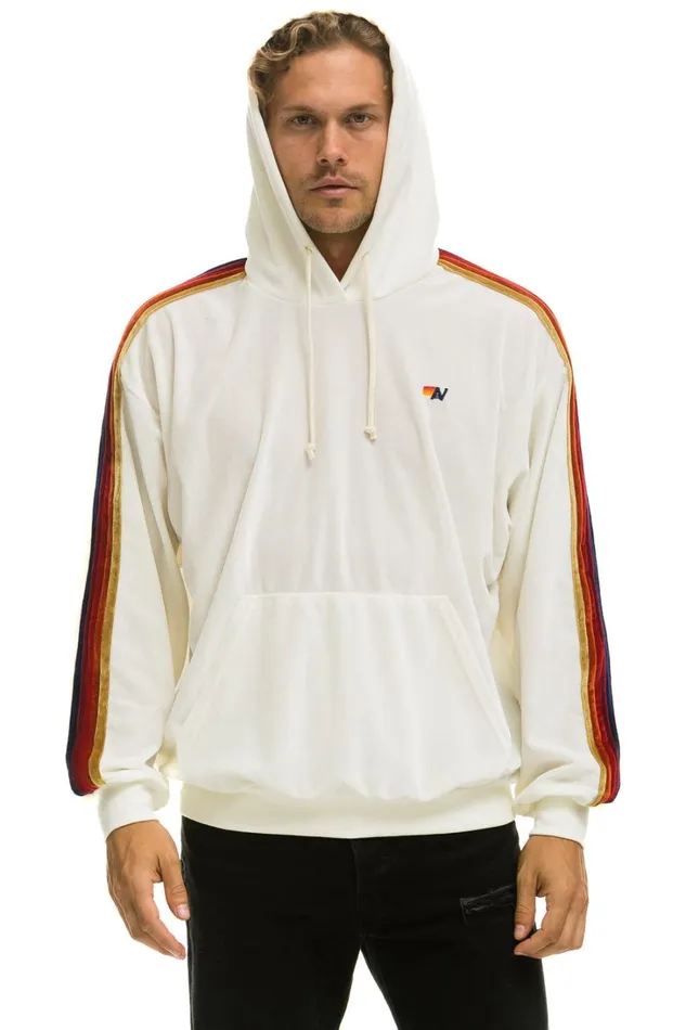 WomenMen Tops Aviator Nation CLASSIC VELVET RELAXED PULLOVER HOODIE 8211 WHITE WomenMen Tops Aviator Nation CLASSIC VELVET RELAXED PULLOVER HOODIE 8211 WHITE