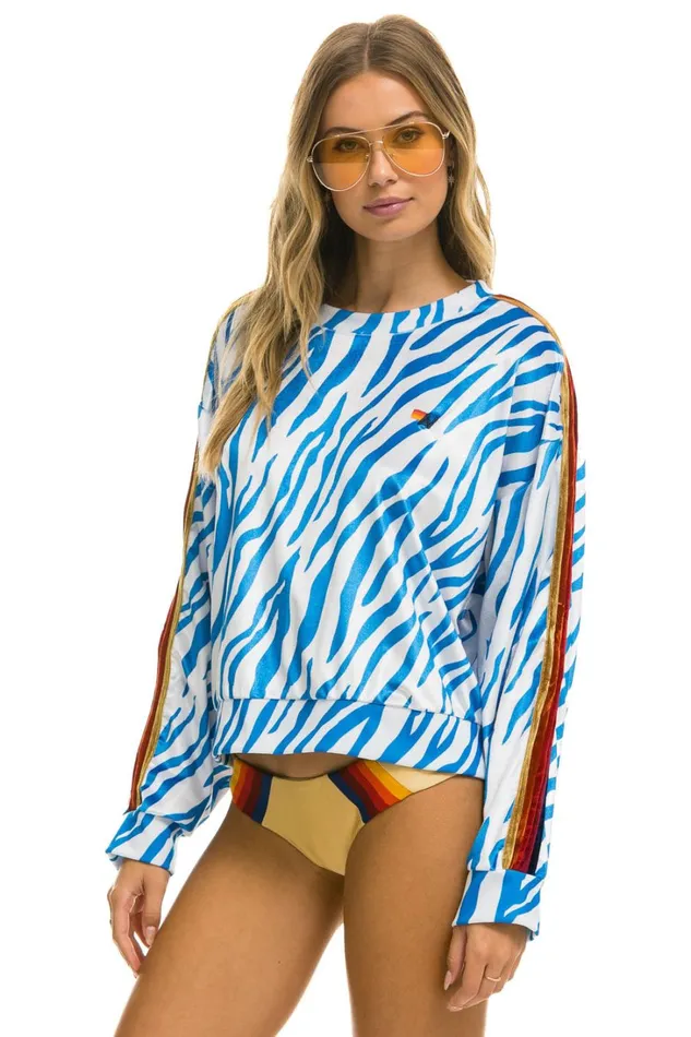 WomenMen Tops Aviator Nation CLASSIC VELVET RELAXED SWEATSHIRT 8211 BLUE TIGER WomenMen Tops Aviator Nation CLASSIC VELVET RELAXED SWEATSHIRT 8211 BLUE TIGER