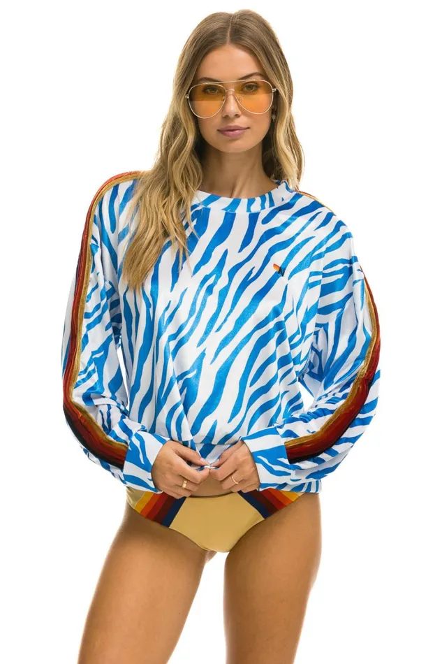 WomenMen Tops Aviator Nation CLASSIC VELVET RELAXED SWEATSHIRT 8211 BLUE TIGER WomenMen Tops Aviator Nation CLASSIC VELVET RELAXED SWEATSHIRT 8211 BLUE TIGER