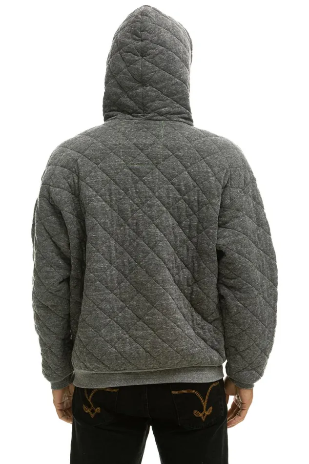 WomenMen Tops Aviator Nation QUILTED RELAXED PULLOVER HOODIE 8211 HEATHER GREY WomenMen Tops Aviator Nation QUILTED RELAXED PULLOVER HOODIE 8211 HEATHER GREY