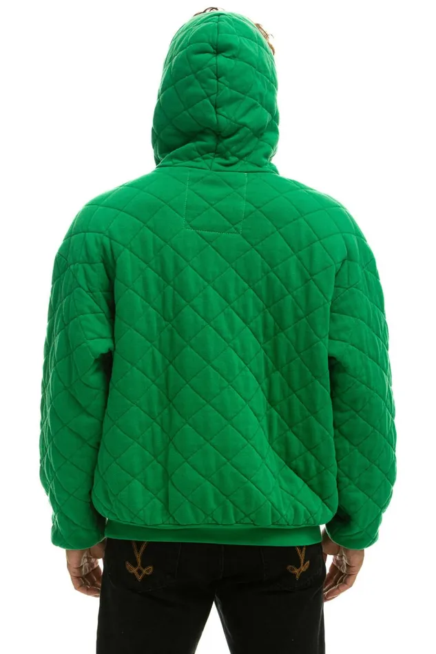 WomenMen Tops Aviator Nation QUILTED RELAXED PULLOVER HOODIE 8211 KELLY GREEN