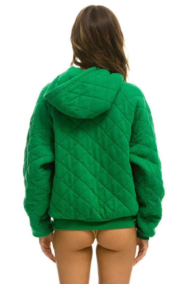 WomenMen Tops Aviator Nation QUILTED RELAXED PULLOVER HOODIE 8211 KELLY GREEN