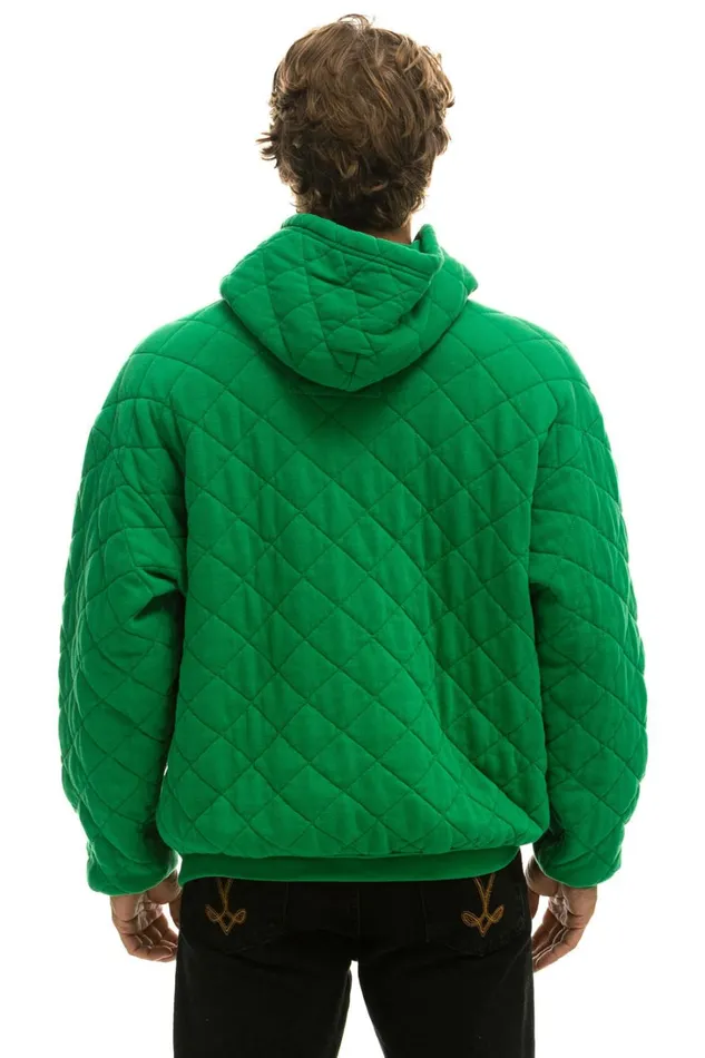 WomenMen Tops Aviator Nation QUILTED RELAXED PULLOVER HOODIE 8211 KELLY GREEN