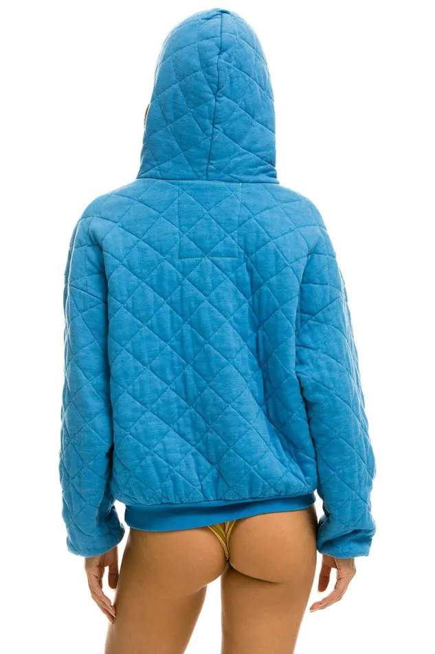WomenMen Tops Aviator Nation QUILTED RELAXED PULLOVER HOODIE 8211 OCEAN WomenMen Tops Aviator Nation QUILTED RELAXED PULLOVER HOODIE 8211 OCEAN