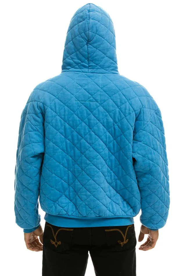WomenMen Tops Aviator Nation QUILTED RELAXED PULLOVER HOODIE 8211 OCEAN WomenMen Tops Aviator Nation QUILTED RELAXED PULLOVER HOODIE 8211 OCEAN
