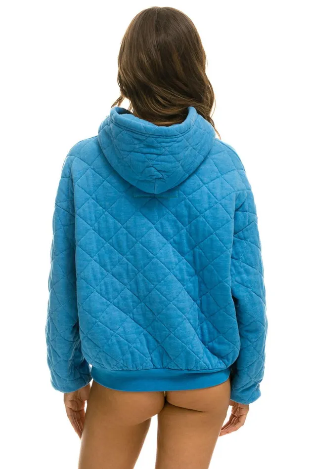 WomenMen Tops Aviator Nation QUILTED RELAXED PULLOVER HOODIE 8211 OCEAN WomenMen Tops Aviator Nation QUILTED RELAXED PULLOVER HOODIE 8211 OCEAN