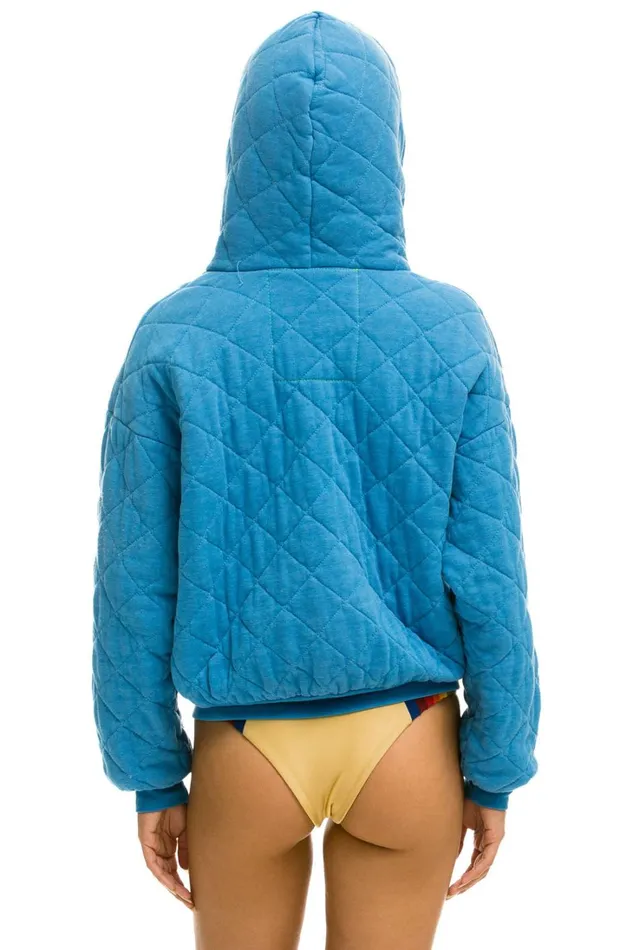 WomenMen Tops Aviator Nation QUILTED ZIP HOODIE RELAXED 8211 OCEAN WomenMen Tops Aviator Nation QUILTED ZIP HOODIE RELAXED 8211 OCEAN