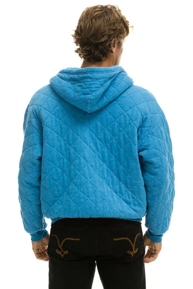 WomenMen Tops Aviator Nation QUILTED ZIP HOODIE RELAXED 8211 OCEAN WomenMen Tops Aviator Nation QUILTED ZIP HOODIE RELAXED 8211 OCEAN