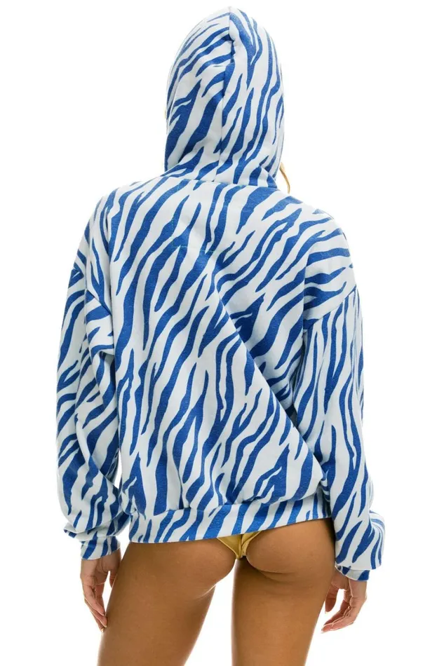 WomenMen Tops Aviator Nation TIGER RELAXED PULLOVER HOODIE WITH ZIPPER POCKETS 8211 BLUE TIGER WomenMen Tops Aviator Nation TIGER RELAXED PULLOVER HOODIE WITH ZIPPER POCKETS 8211 BLUE TIGER