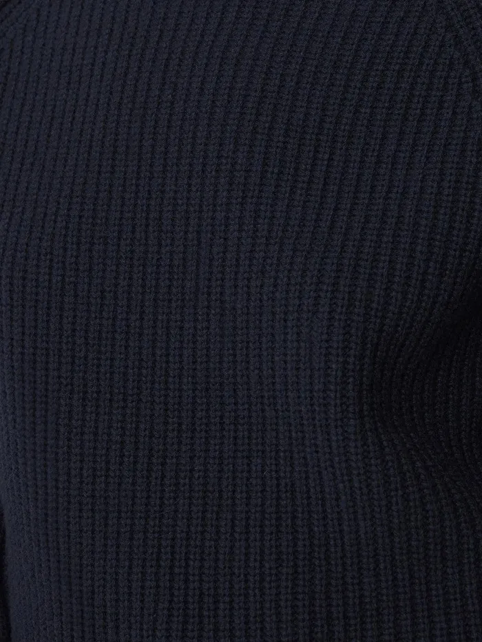 Women Merino Fishermans Rib Jumper Navy Jigsaw Knitwear and Cashmere