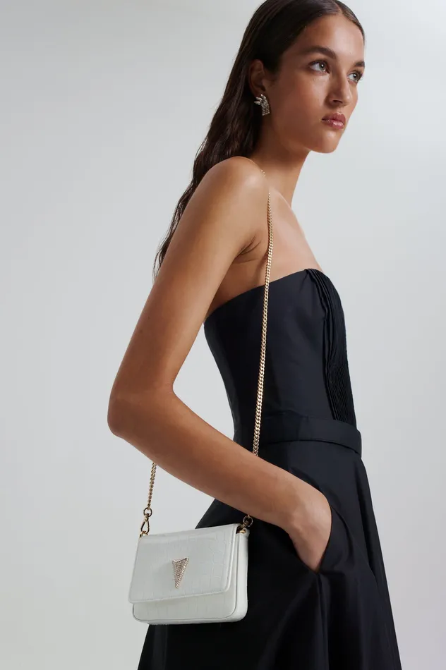 Women MINI TRIANGLE DIAMANTE BAG WHITE Bags Scanlan Theodore