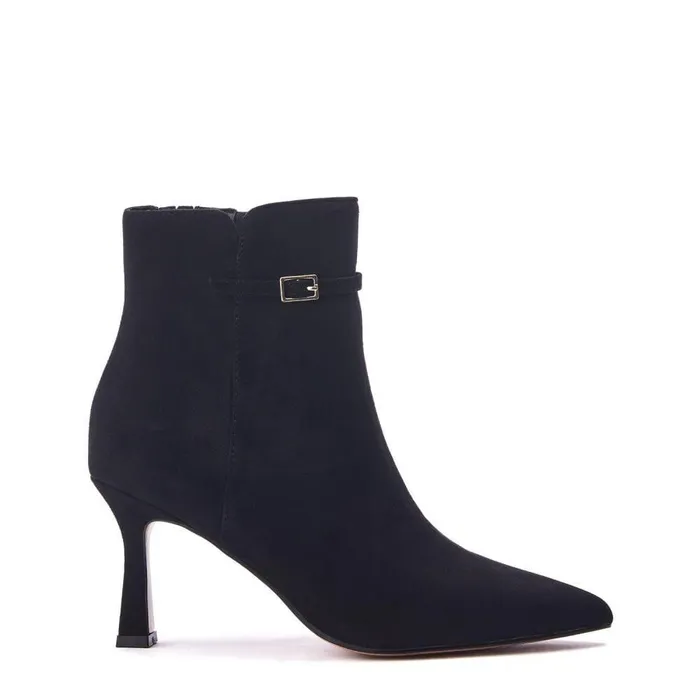 Women Moda In Pelle Black Boots Pierres Black Alcantara