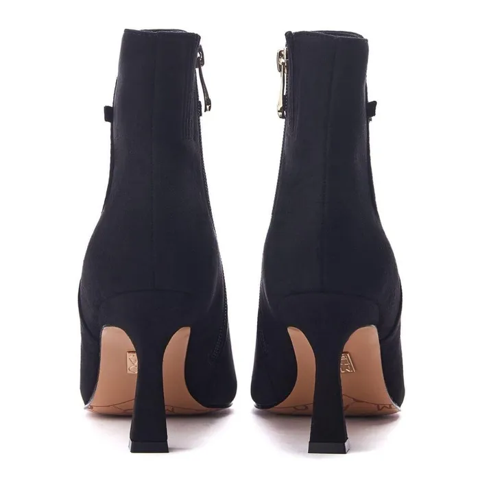 Women Moda In Pelle Black Boots Pierres Black Alcantara
