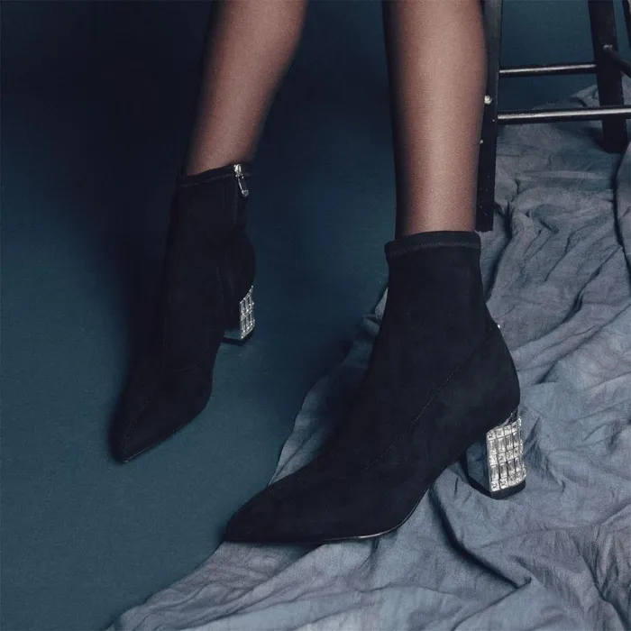Women Moda In Pelle Black Boots Tianna Black Alcantara