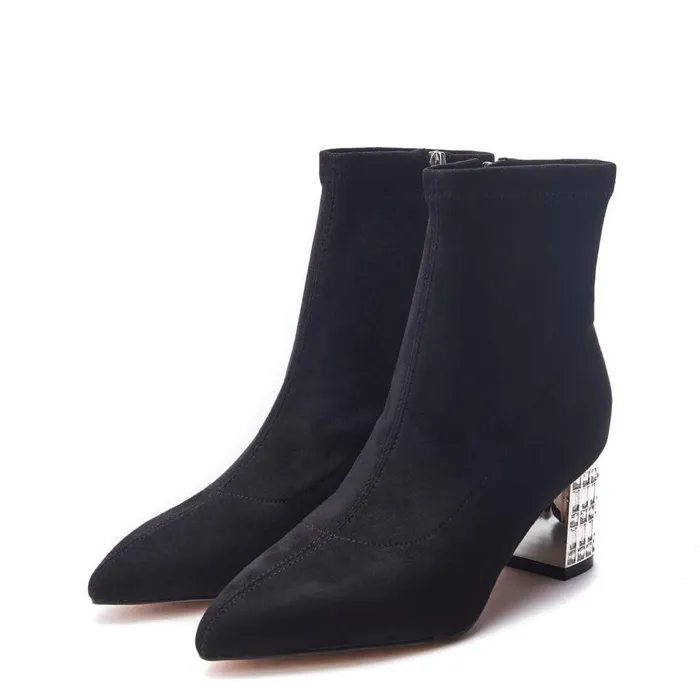Women Moda In Pelle Black Boots Tianna Black Alcantara