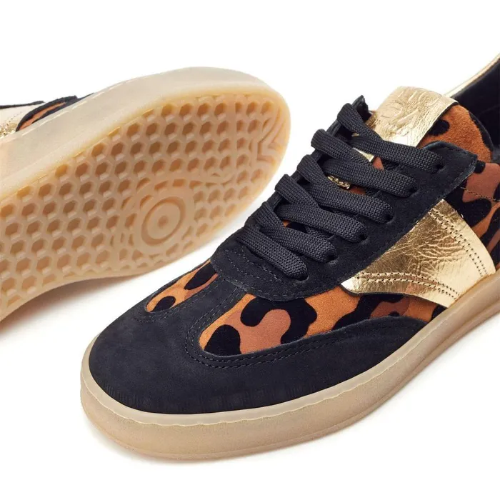 Women Moda In Pelle Black Trainers Bennet Black 8211 Leopard Leather