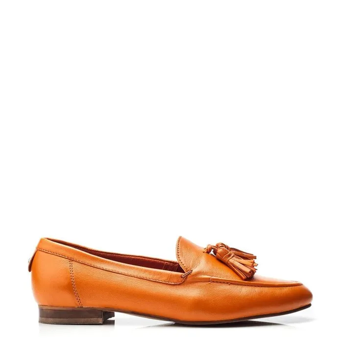 Women Moda In Pelle Brogues And Loafers Ellmia Orange Leather