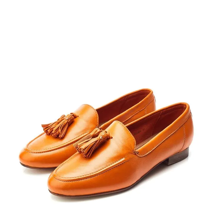 Women Moda In Pelle Brogues And Loafers Ellmia Orange Leather