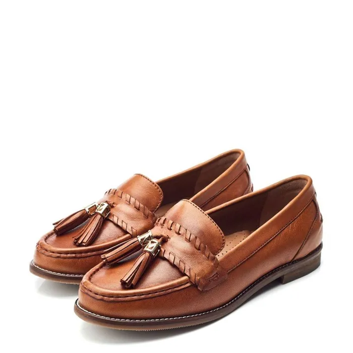 Women Moda In Pelle Brogues And Loafers Espelette Tan Leather
