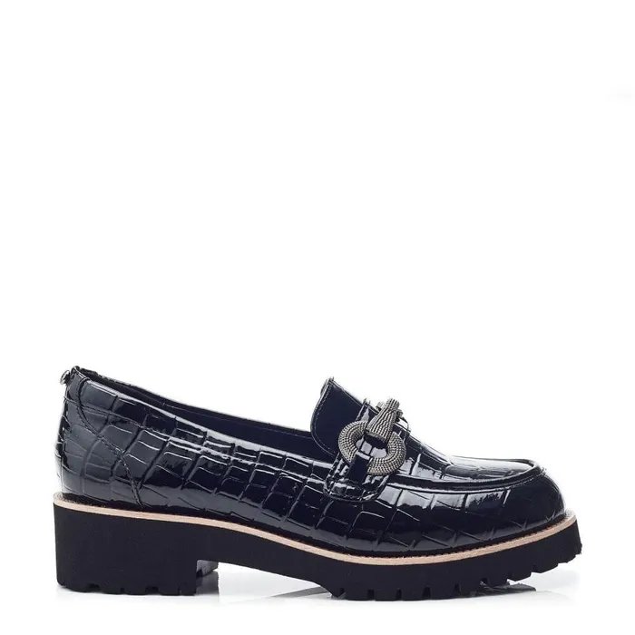 Women Moda In Pelle Casual Shoes Elizza Black Croc Porvair