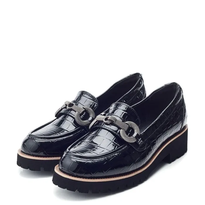 Women Moda In Pelle Casual Shoes Elizza Black Croc Porvair