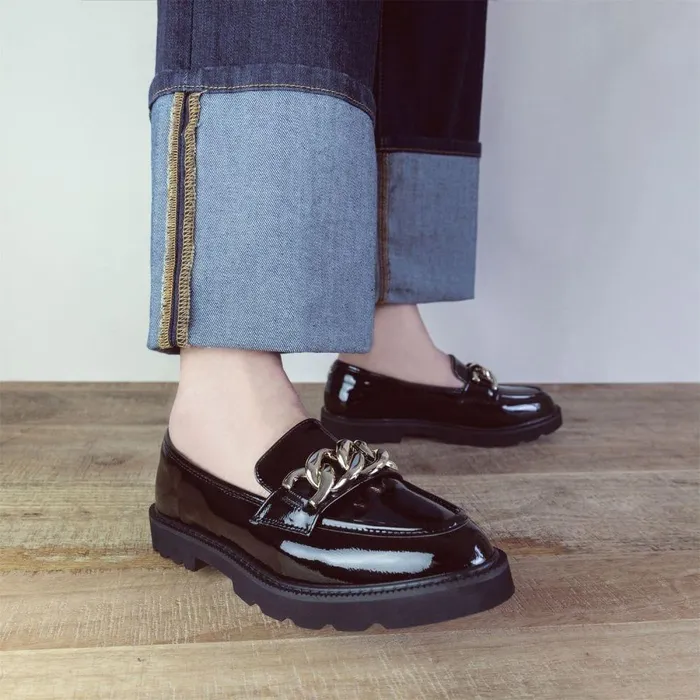 Women Moda In Pelle Casual Shoes Evella Black Patent