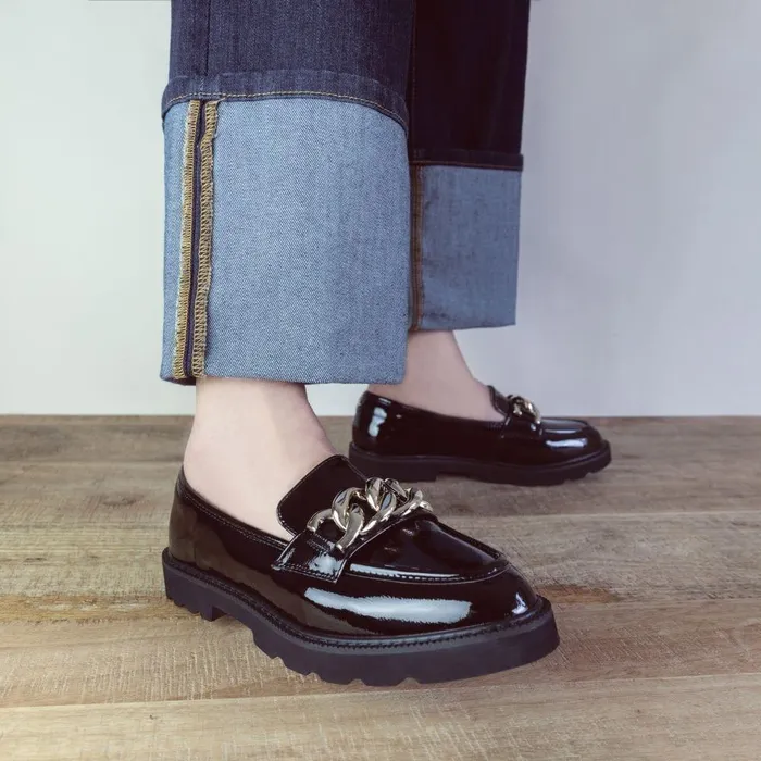 Women Moda In Pelle Casual Shoes Evella Black Patent