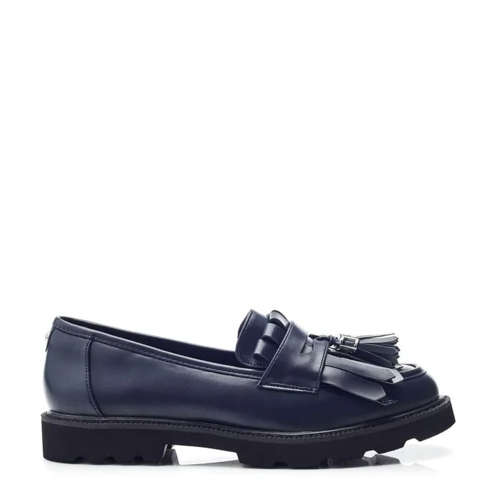 Women Moda In Pelle Casual Shoes Fleeche Navy Porvair