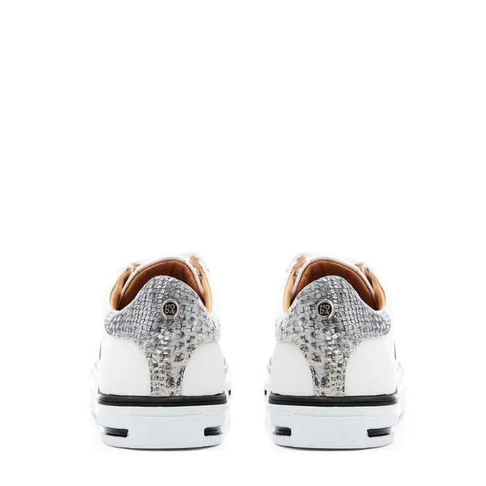 Women Moda In Pelle Casual Trainers Alberry White 8211 Pewter Leather