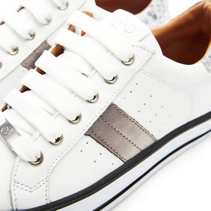 Women Moda In Pelle Casual Trainers Alberry White 8211 Pewter Leather