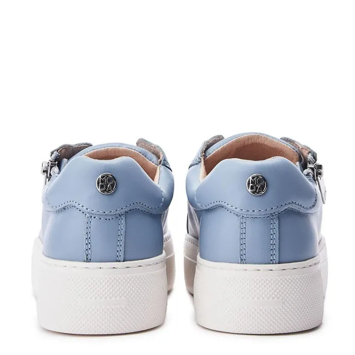 Women Moda In Pelle Casual Trainers Balize Light Blue Leather