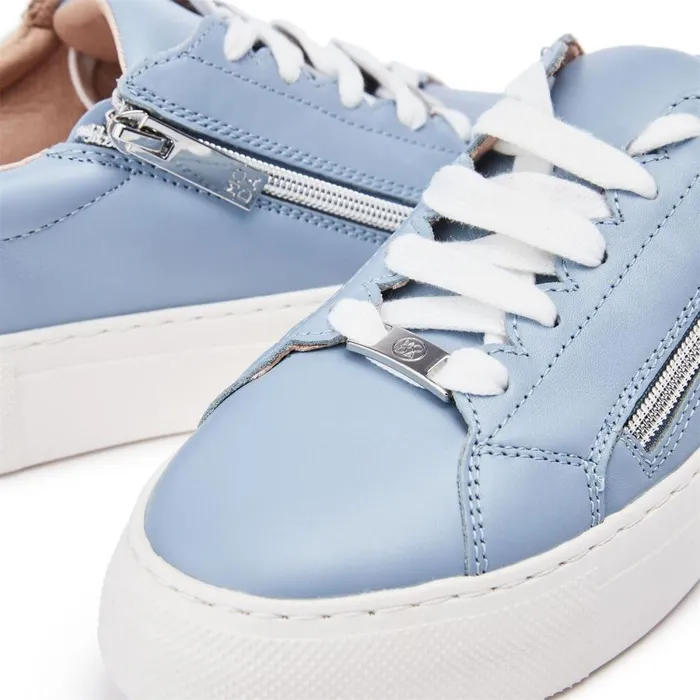 Women Moda In Pelle Casual Trainers Balize Light Blue Leather