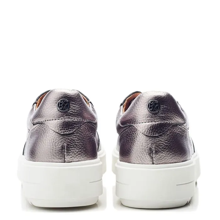 Women Moda In Pelle Casual Trainers Bastia Pewter Leather