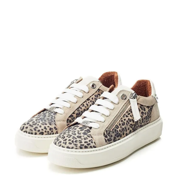 Women Moda In Pelle Casual Trainers Baudry Leopard Suede