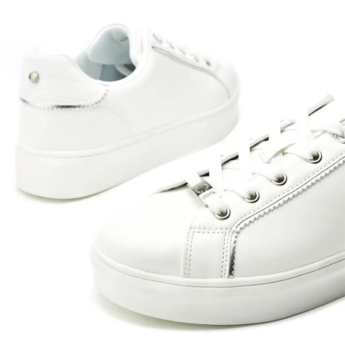 Women Moda In Pelle Casual Trainers Belammy White Porvair