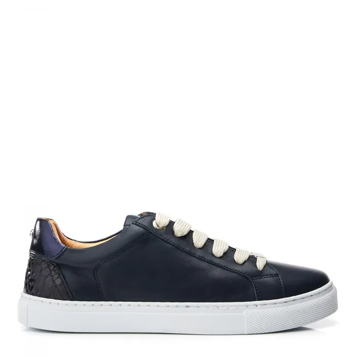 Women Moda In Pelle Casual Trainers Braidie Navy Leather