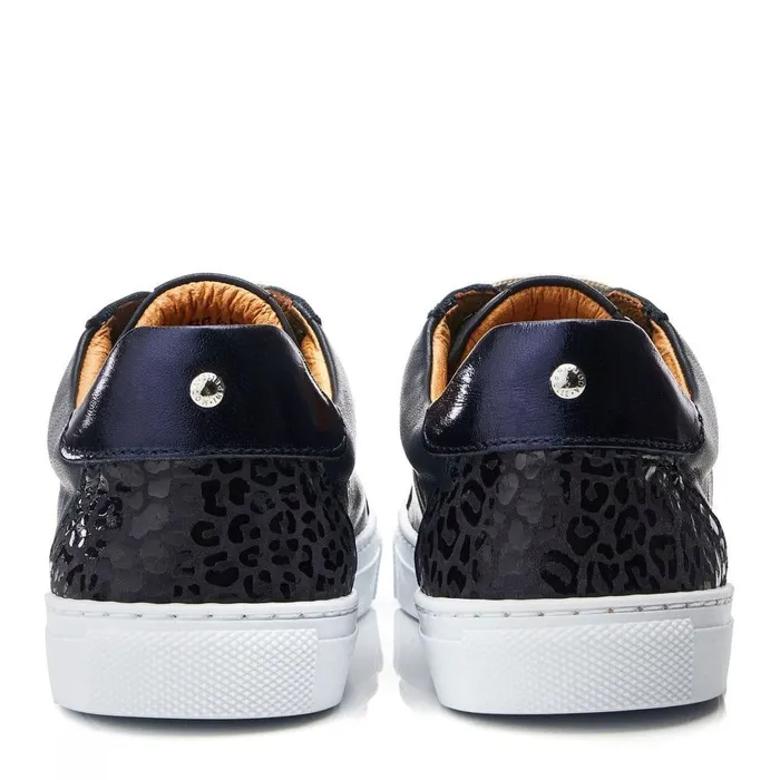Women Moda In Pelle Casual Trainers Braidie Navy Leather