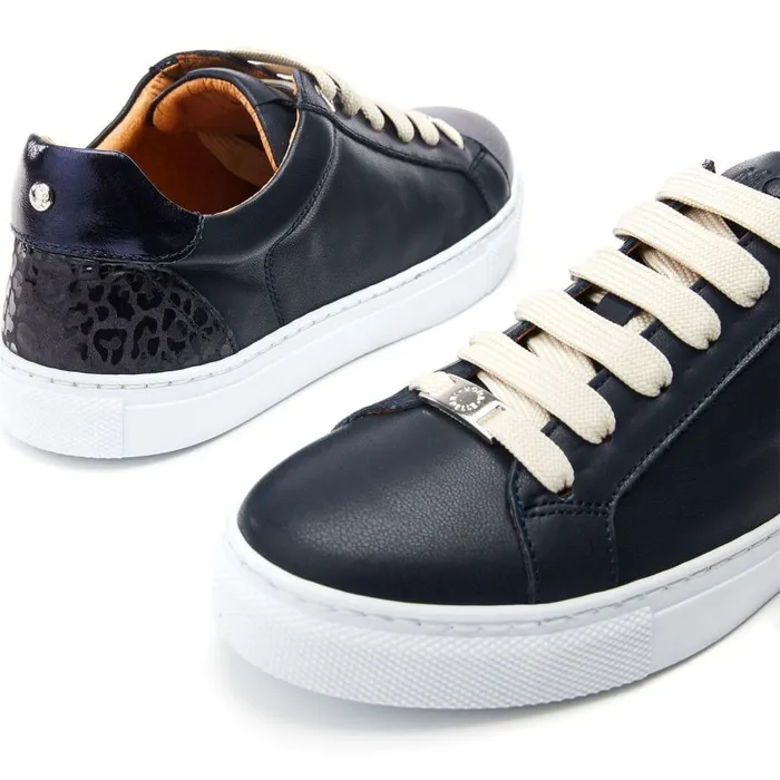 Women Moda In Pelle Casual Trainers Braidie Navy Leather